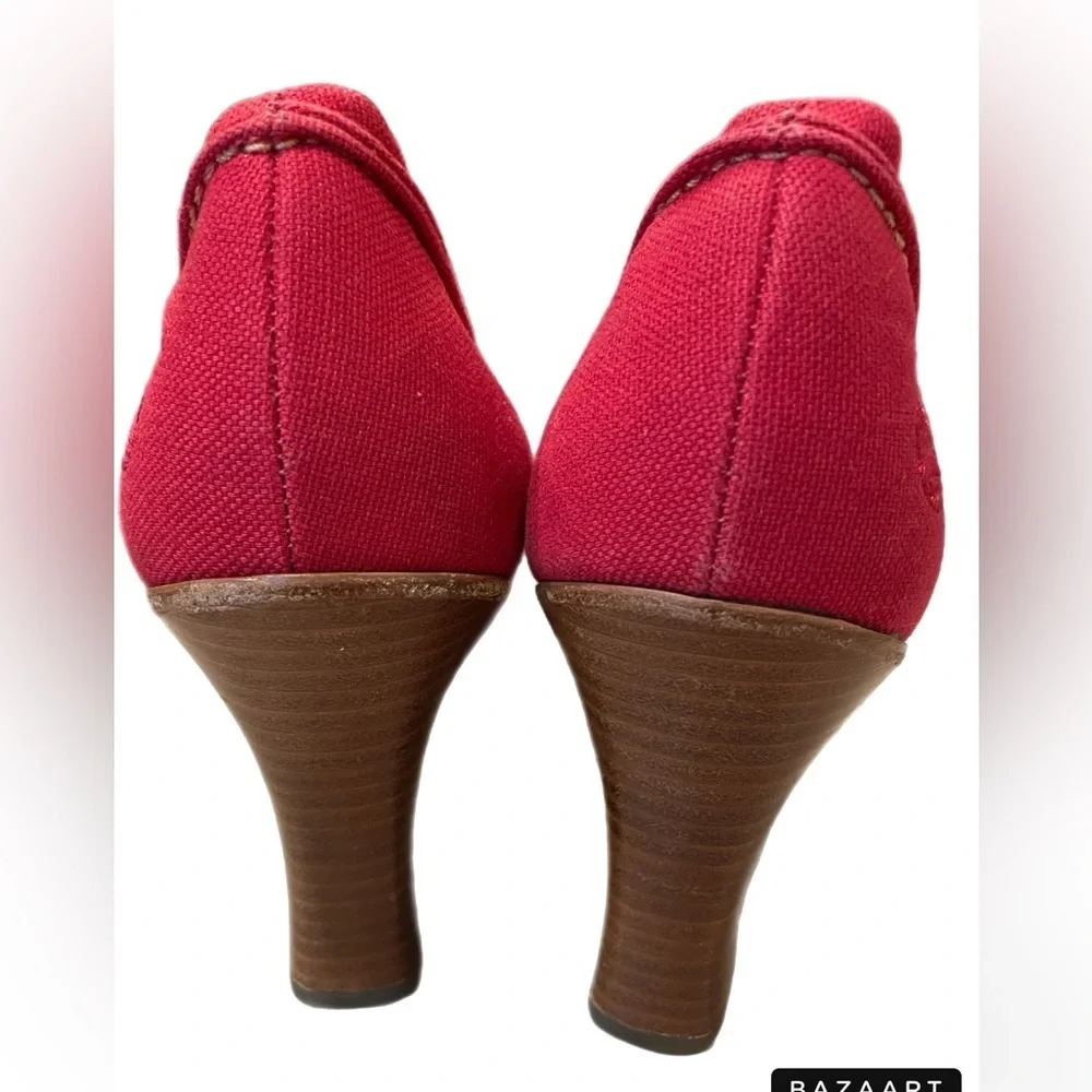 🌟Vintage🌟 Timberland canvas peep toe wedges in red size 8.5M SH3
